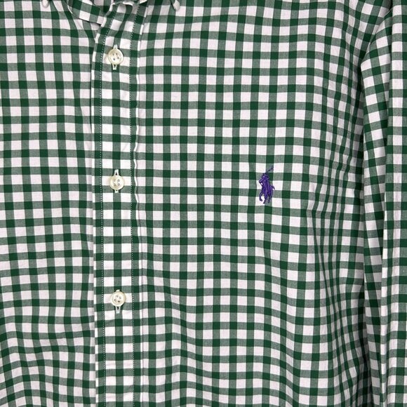 Ralph Lauren Shirt Mens XL Green Gingham Button Down Classic Fit Oxford Pony - Picture 3 of 12